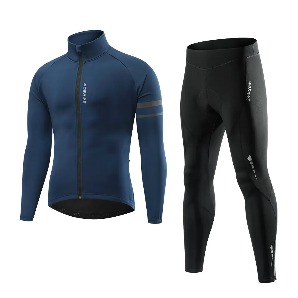 ウォザウェサイクリング秋と冬のサイクリングスーツ暖かいフリースジャケットウィンドプルーフ長袖のズボンスーツ