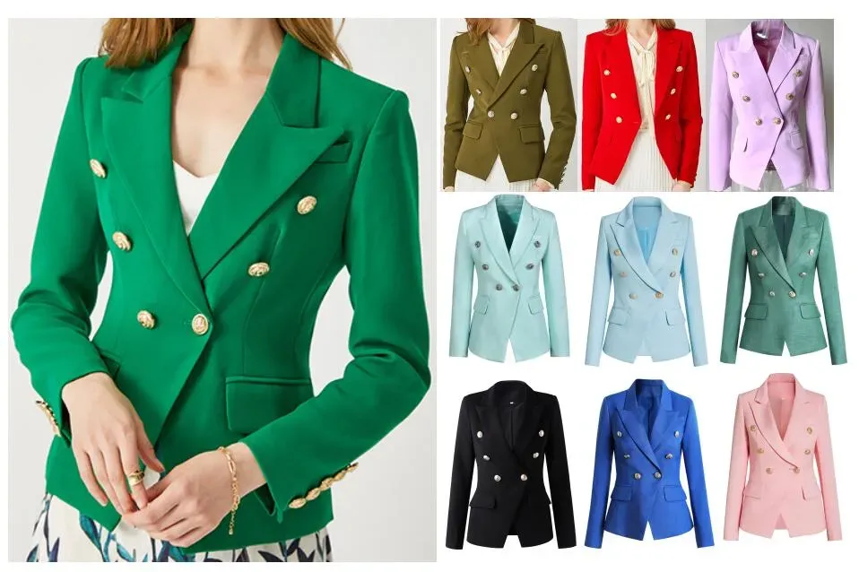 Women's Set and Suit Autumn/Winter Leisure Slim Fit Women's Jacket Fashion Women's Office Set Pocket Business Notched Coat 22 Colors Available S-3XLLady's suit