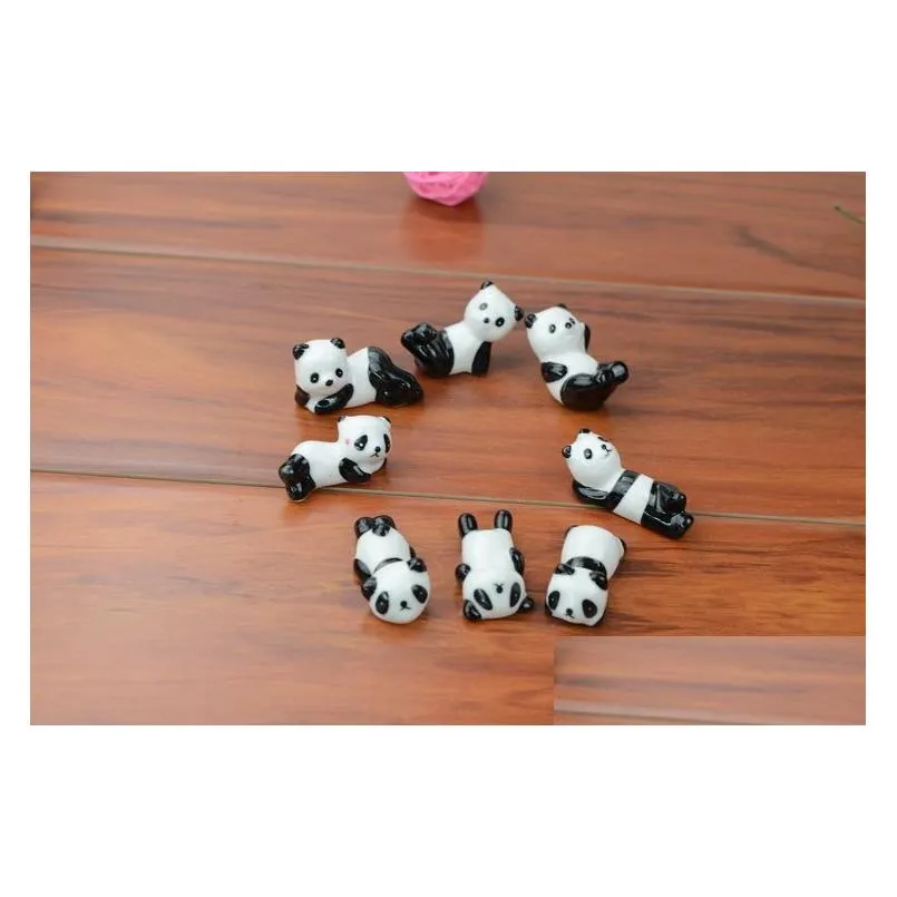 CHOPSTICKS WHOLESALE-10X CERAMIC CERAMIC PANDA CHOSSTICK REST PORCELAIN SPOON SKNIFE STAND CAND