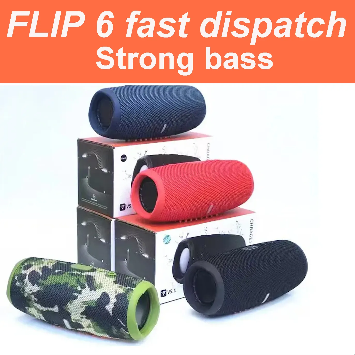 Draagbare luidsprekers JB Portable Bluetooth -luidspreker FLIP6 Krachtig geluid STROUWEN STEROPSCHAKEN VLIP 6 Vs Charge5 Deep Bass Music Twee luidsprekers verbinden samen