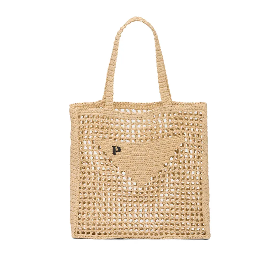 Classic Designer Raffia Tote Luxury Beach Bag Brands Hollow Out Letters ...