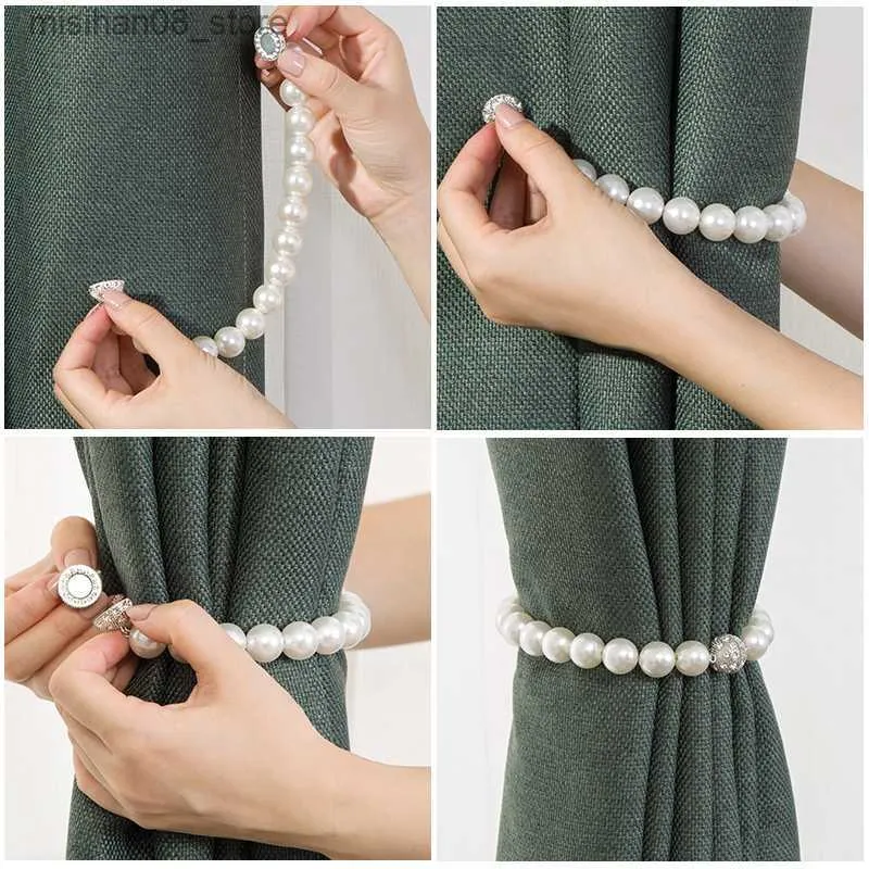 Curtain Poles 2 new pearl curtains simple ties rope accessory rods accessory rods strap clips hook brackets home decor Q230912