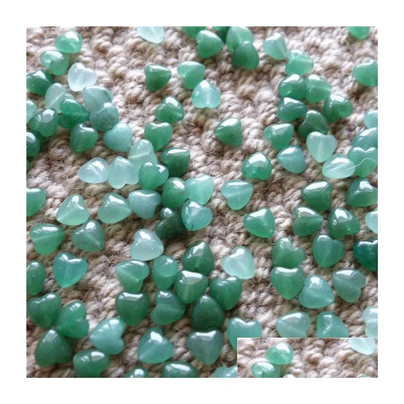 Lose Edelsteine Perlen natürlicher grüner Aventurin 8 x 8 mm Herzform mit Durchgangslochsteinen für Schmuck DIY 50 Teile/los Tropfen Deli Dhgarden Dhhke