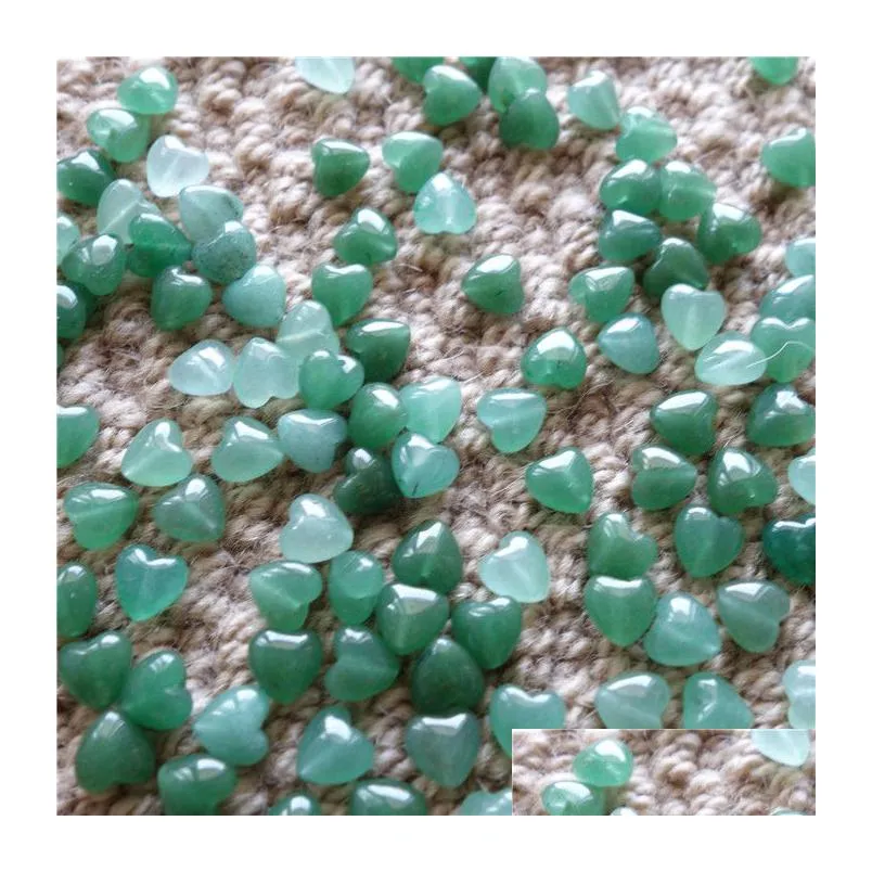 Pedras preciosas soltas grânulos naturais aventurina verde 8x8mm forma de coração com pedras de buraco para jóias diy 50 pçs/lote gota deli dhgarden dhhke