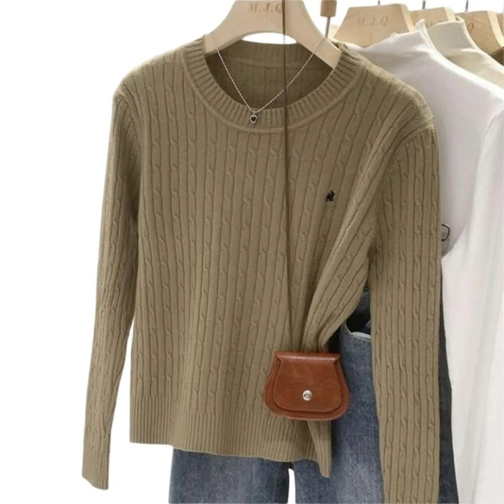 Ontwerper Ralphs Dames Shirt Heren Laurens Wear Dames Originele Kwaliteit Pullover Neck Knitwear Dames Herfst Nieuw Borduur Zacht Wasachtig Gebakken Deeg Twists Trui