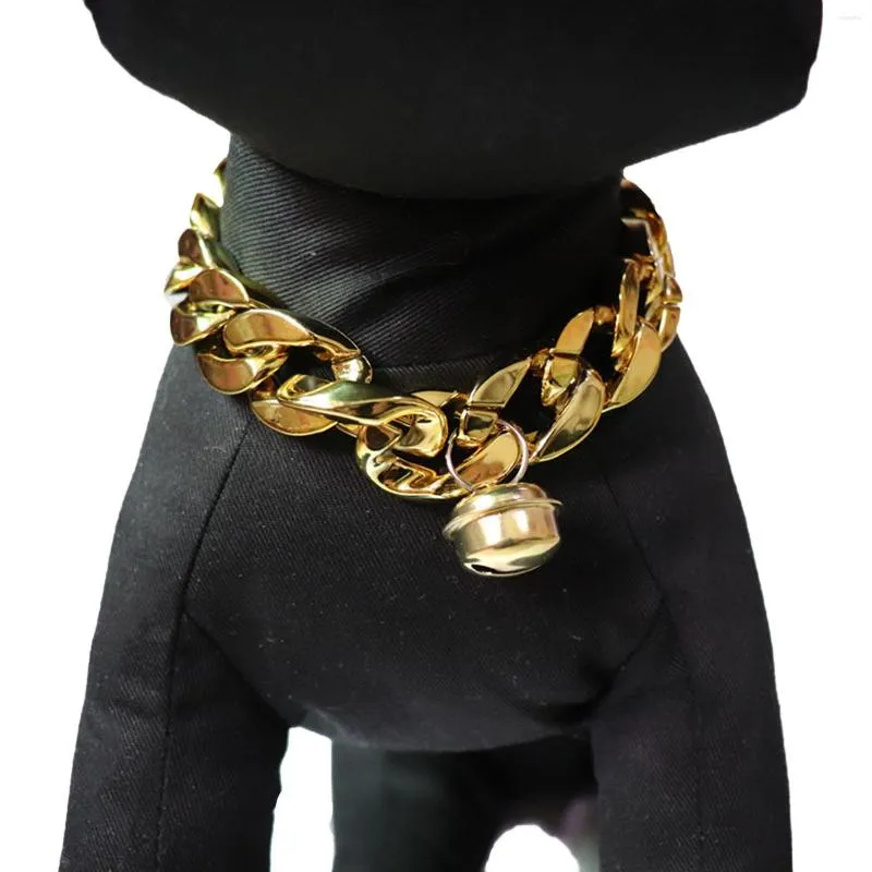 Ошейники для собак Регулируемый ошейник-цепочка Легкий золотой с колокольчиком Ожерелье с милым щенком Ювелирные аксессуары для маленьких собак