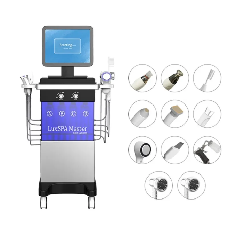 최신 Dermabrasion Wrinkle Remover Machine 보습 산소 피부 회동한 물 제트 껍질 껍질 얼굴 클렌징 검은 머리 제거 미용 장비