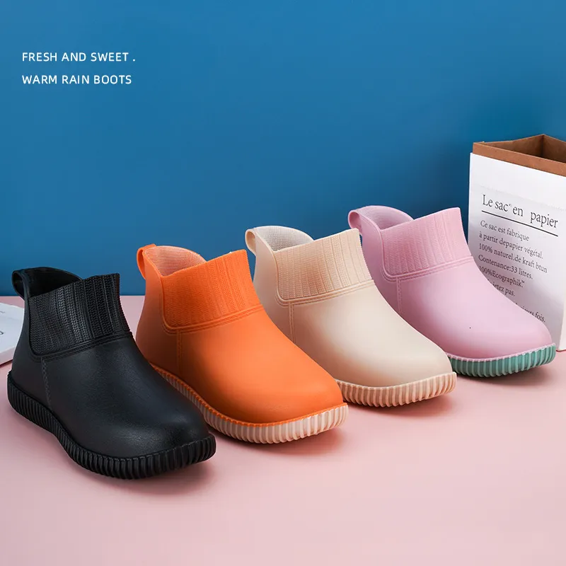 Rain Boots Comemore Fashion Thick Bottom Botten Vuxen Kvinnor Regnstövlar Ytter Wear Water Shoe Waterproof Rain Gummi Shoes Galoshes Female Rainboot 230912