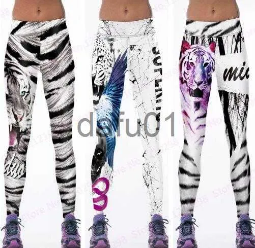 Active Pants Nyaste kvinnor Slimming Training Fitness Sports Dance Trousers Jogging Wild Tiger Yoga Pants Tight White Black Leopard Leggings X0912