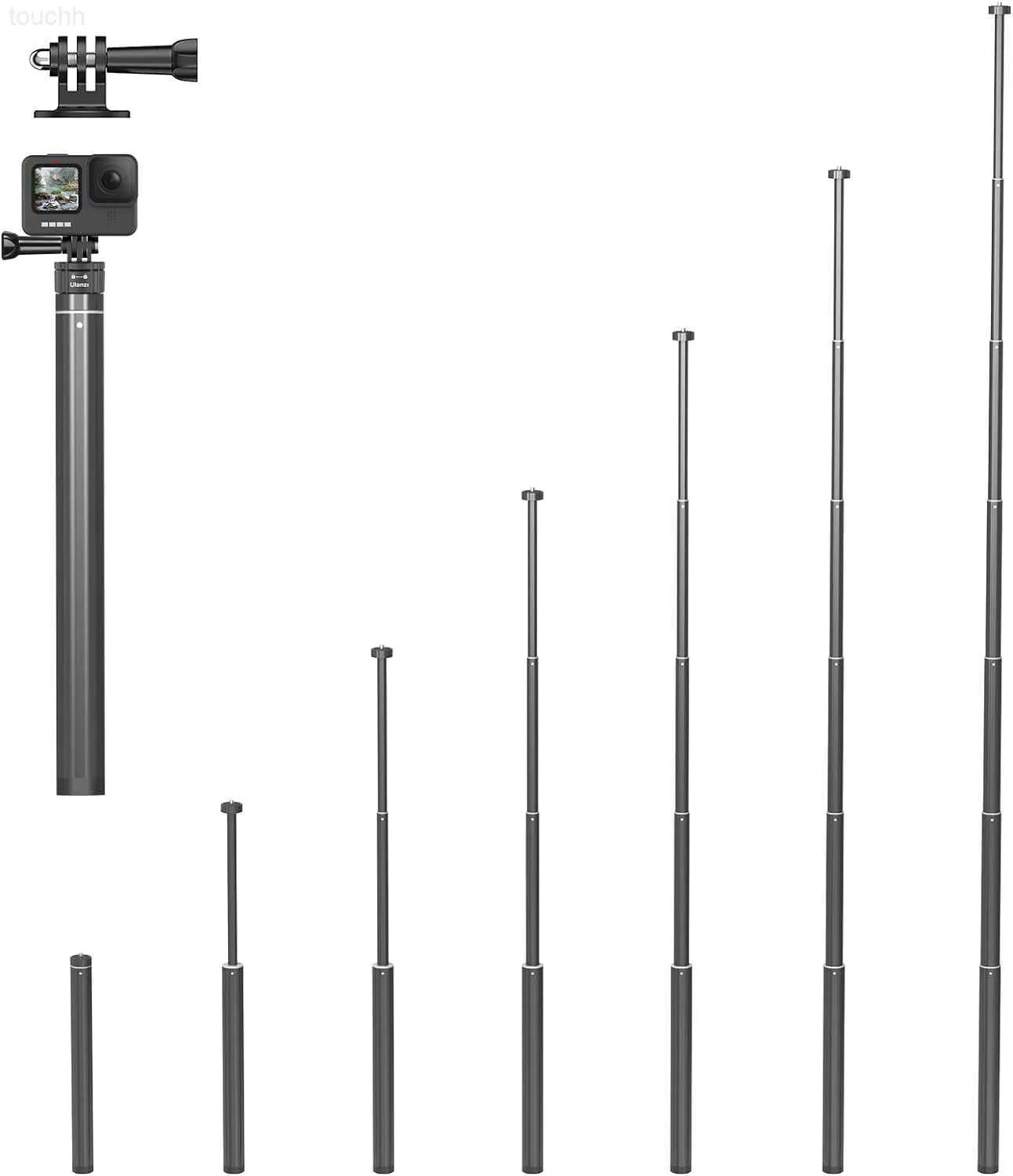 Monopode à Selfie, extension de 63 pouces, bâton de selfie, adapté à la caméra d'action, téléphone intelligent, tige d'extension à joint universel L230913