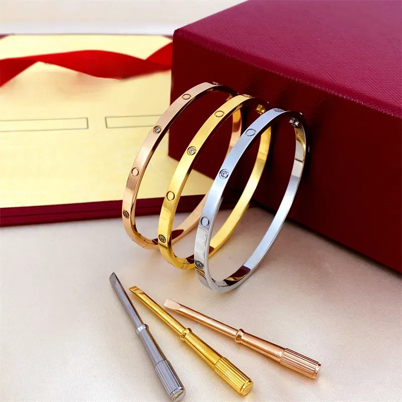 Unisex 4mm Titanium Steel Cuff Bracelet Luxury Bangle in Gold Silver Rose Colors Sizes 16 19cm