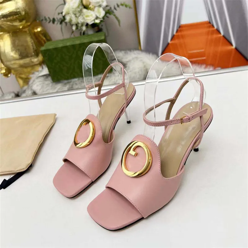 Designer women`s high heel sandals Summer Fashion leather slippers Sexy Party shoes Designer shoes High Quality High Heels Hotel Fashion heels 7cm with box 35-44