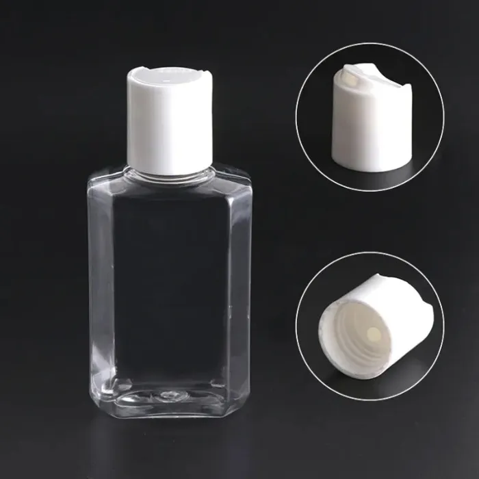 60ML Plastic Empty Alcohol Refillable Bottle Easy To Carry Clear Transparent PET Plastic Hand Sanitizer Bottles for Liquid Travel