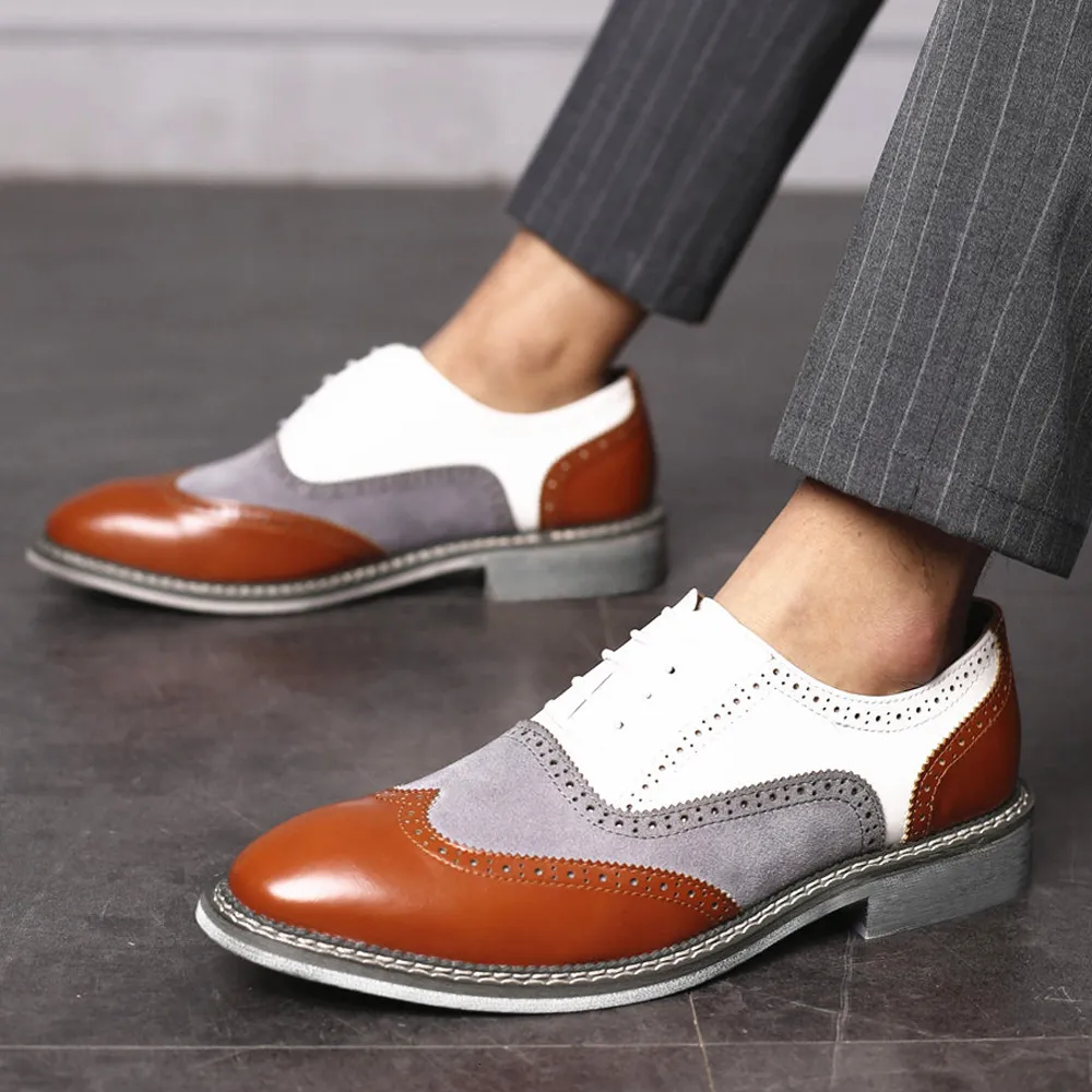 SURET BUTY BIZNES Casual skórzane buty dla mężczyzn Fashion Men's Formal Buty biuro Mężczyzn Dress Buty oddychające męskie buty Oxford Rozmiar 38-48 230912