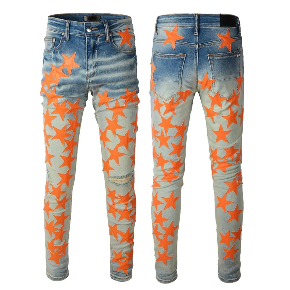 Y2K jeans designer mass skinny desig coloros calças adesivos de hipopótamo longo bordado bordado de jea