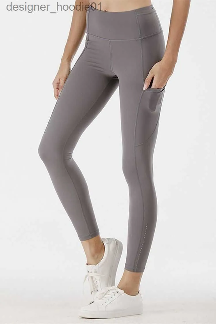 Kvinnors leggings anpassa kvinnor yoga byxa sportbyxor fitness tröjor nakna leggings mid hisfickor yogas byxor tjej träning skinkel lyftning wunder tåg l230