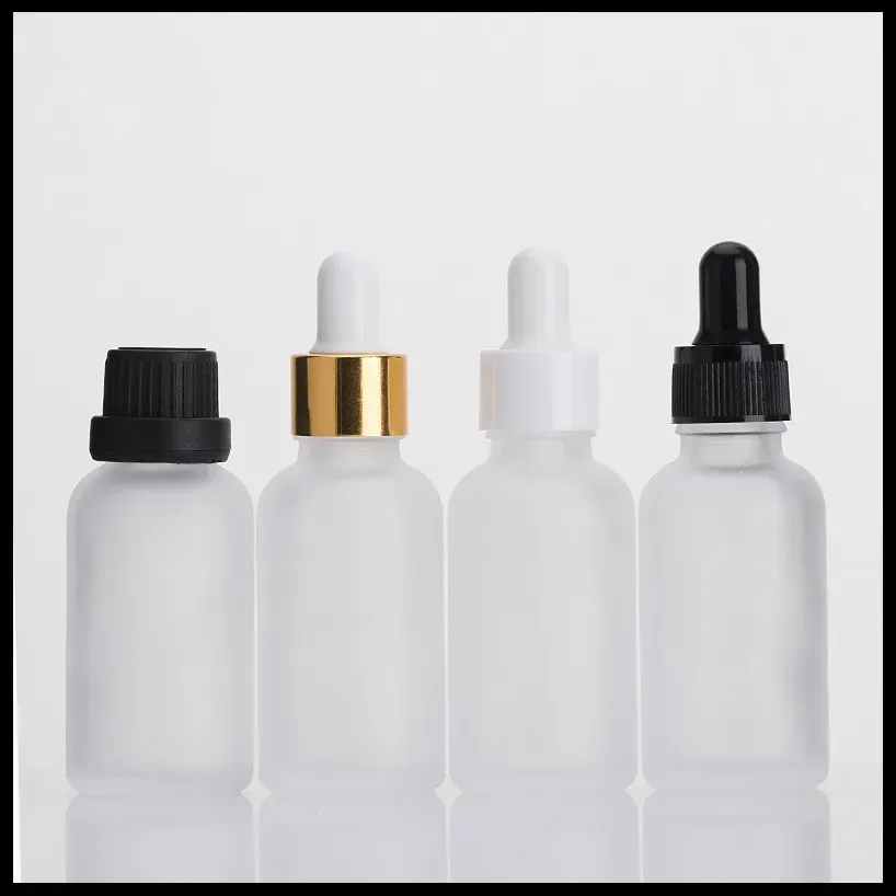 Bouteilles en verre de 15 ml et 30 ml, pour emballage cosmétique liquide original, avec compte-gouttes en verre, dessus en caoutchouc transparent givré, 100 pièces, 12 LL, vente en gros