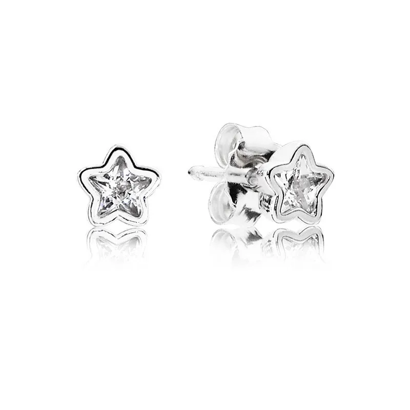 Autentyczny Pando RA Star Shine Studs Studs S925 Sterling Silve Fine Women Keed Karrowanie Kompatybilna europejska biżuteria w stylu europejskim 290597cz KEPIE