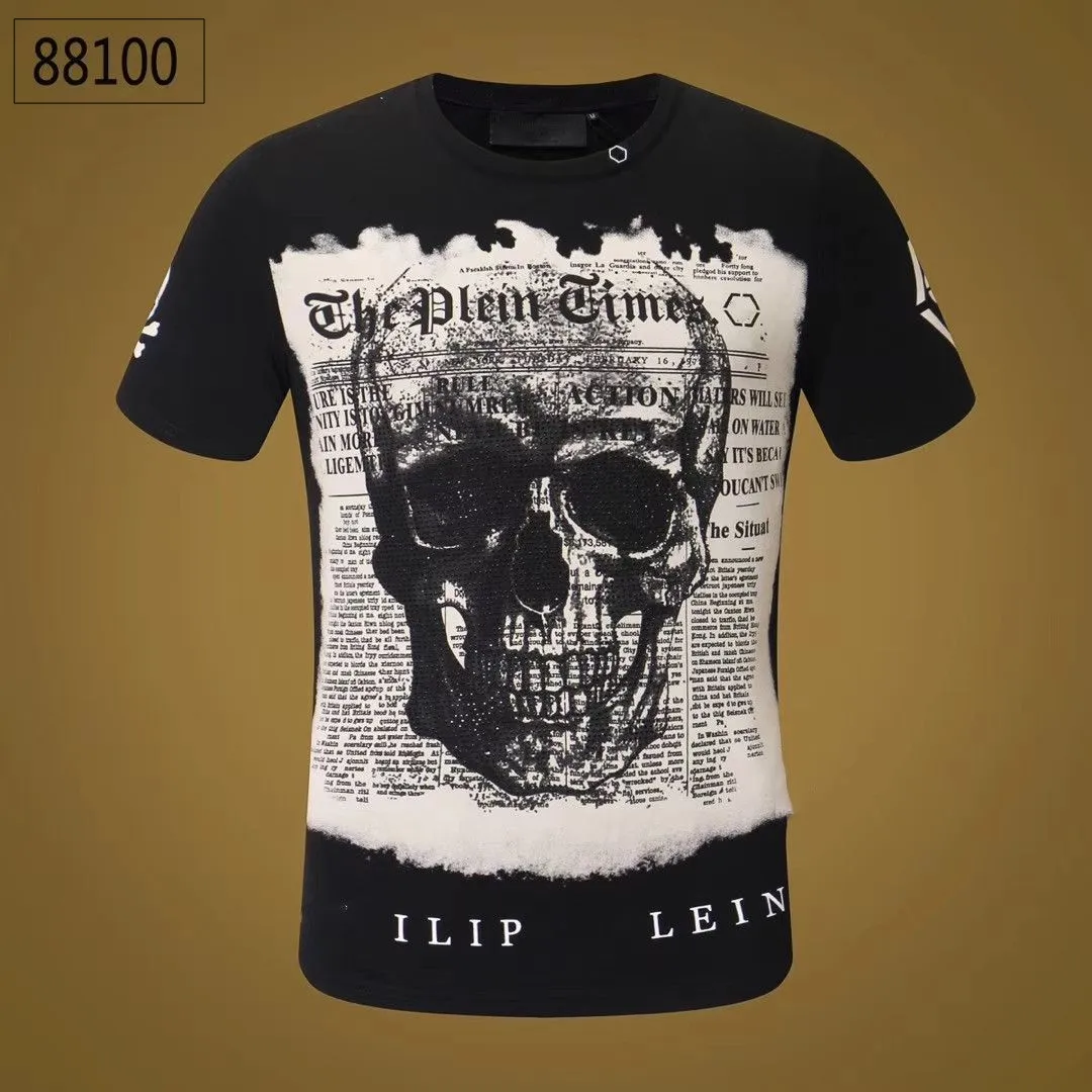 NIEUWE STIJL Phillip Plain Mannen T-shirts Designer PP Schedel Diamant T-shirt Korte Mouw Dollar Bruine Beer Merk Tee Hoge Kwaliteit Schedels T-shirt Tops PV88100