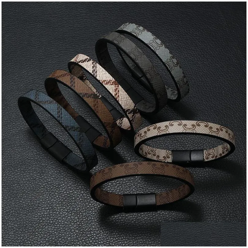 Manchet Nieuwe Mode Punk Stijl Lederen Armband Sieraden Voor Cadeau Drop Levering Dhwpf