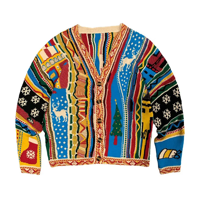 Women's Sweaters 2023 Spring Colorful Retro Ethnic Style Sweater For Men Knitted sweater cardigan Fashion Color Mens V neck Coat 230912