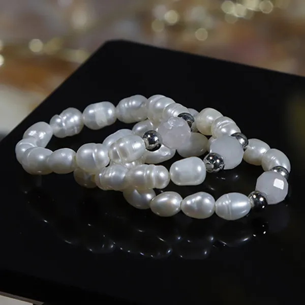 Bague en perles d'eau douce naturelles, jolies bagues en perles pour femmes et filles, bijoux