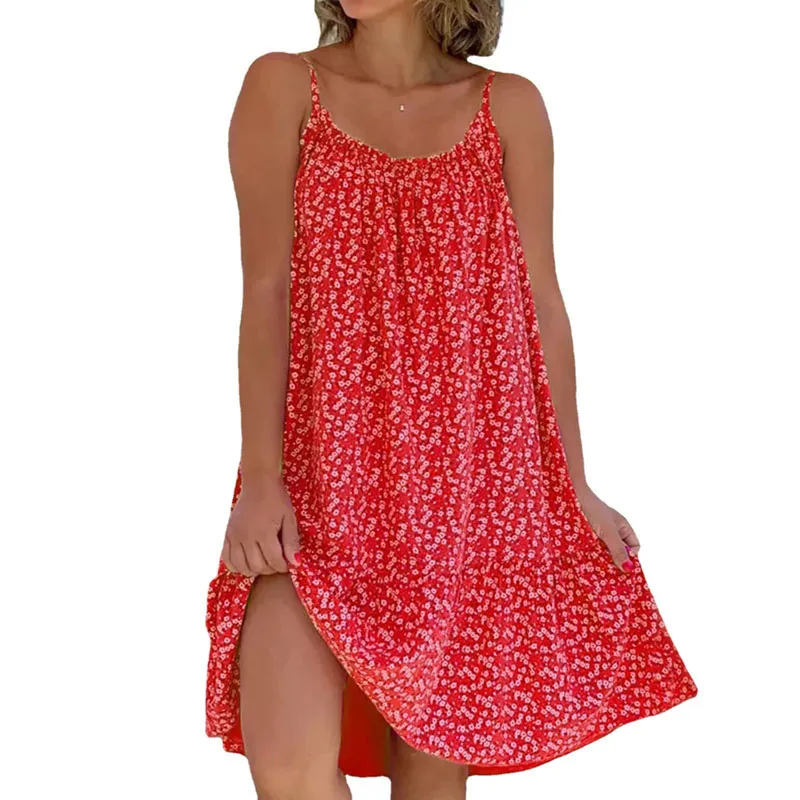 Robe d'été pour femmes, débardeur décontracté, Cover-Up de plage, motif floral, bretelles Spaghetti, robe d'été, 2309091