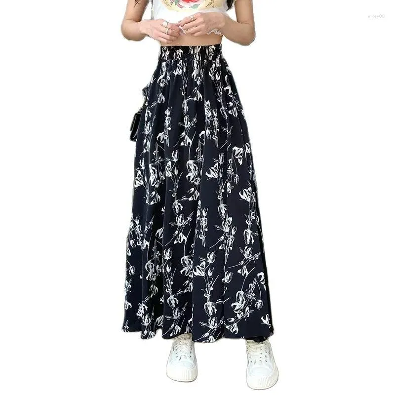 Röcke 2023 Stilvolle böhmische Blumenrock Damenbekleidung Frühling Sommer Hohe Taille A-Linie Slim Plissee Boho Petticoat BC65