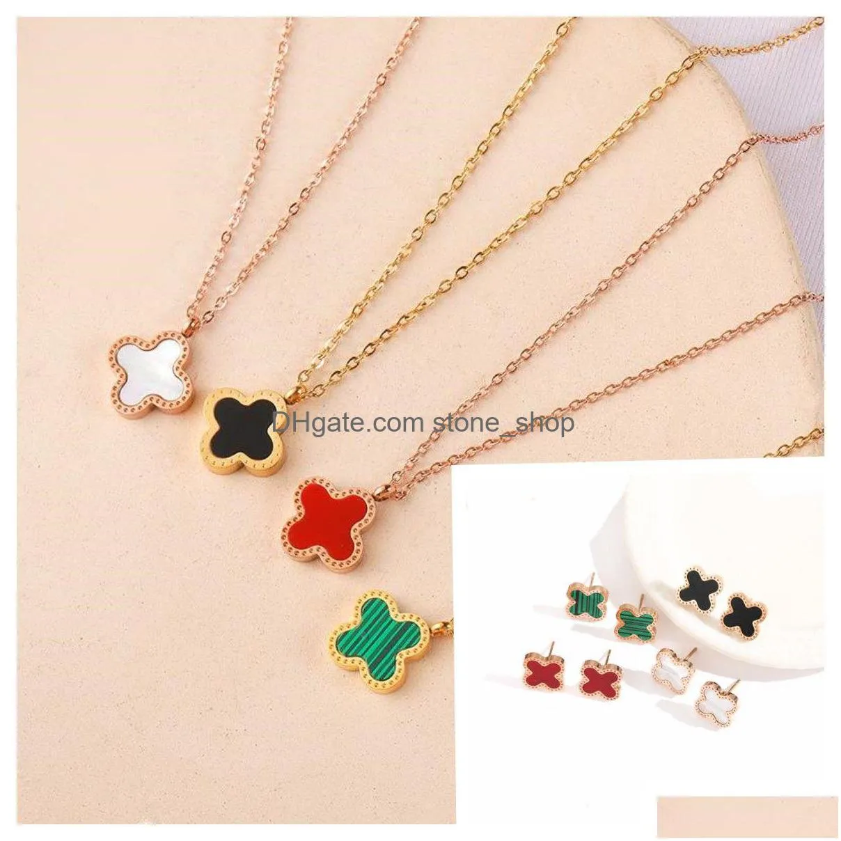 EST Designer Flower Necklace 4/Four Leaf Clover Diamonds 우아한 목걸이 여성 보석 선물 고품질 드롭 데 DHHTW