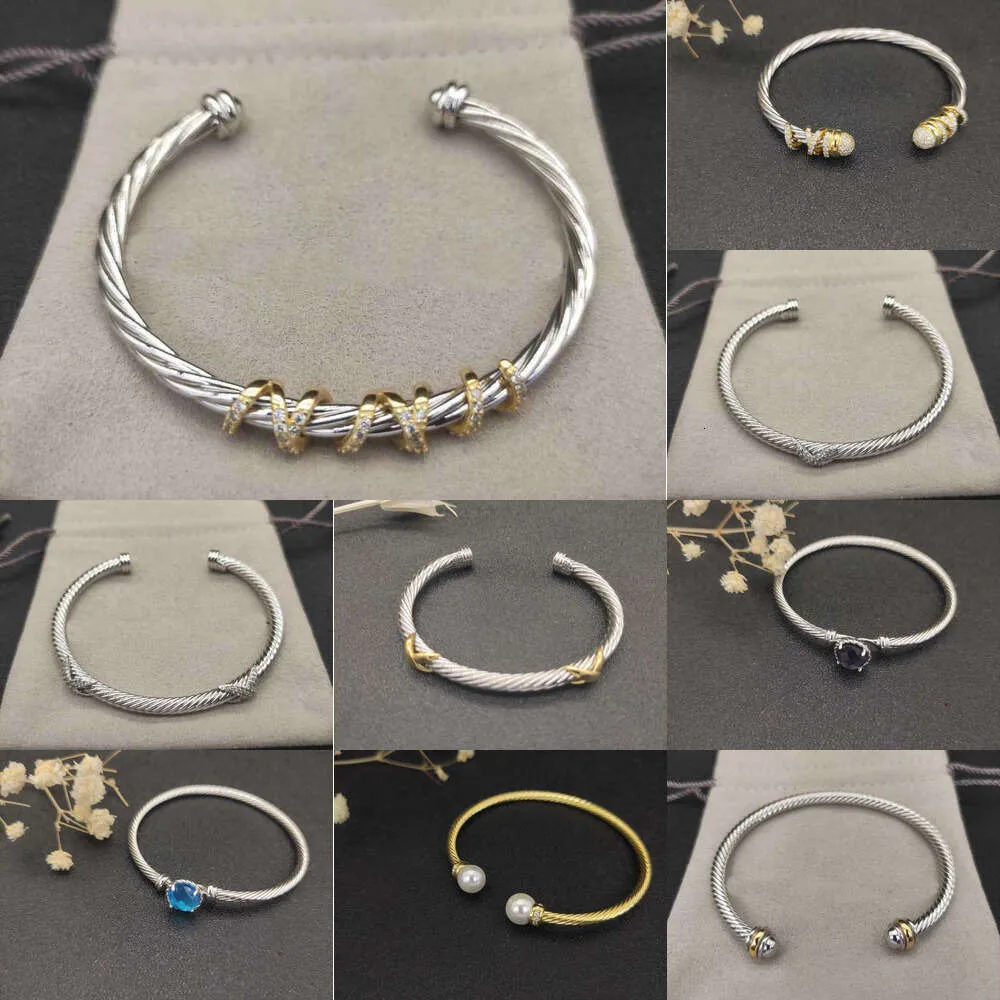 Dy Bangle 4mm 3mm d'épaisseur câble bracelet amour bracelets 18k or femmes diamant argent manchette luxueux hip hop luxe designer bijoux bracelets cjeweler charmes bracelets