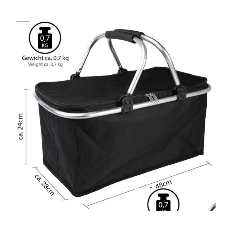 Sacos de armazenamento Portátil Picnic Lunch Bag Ice Cooler Box Travel Basket Cool Hamper Shop Q2 Drop Delivery Home Garden Housekee Organizati Otuaf