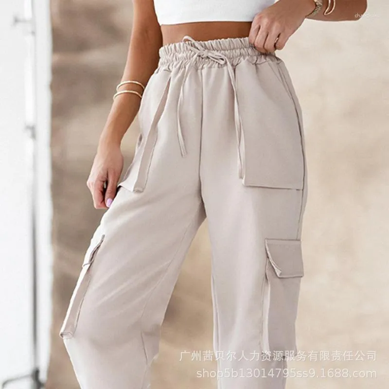 Womens Pants Drawstring Cargo 2023 Women Pocket Design Long Tight High  Waist Straight Lace Up Trousers Work Capris From 18,6 €