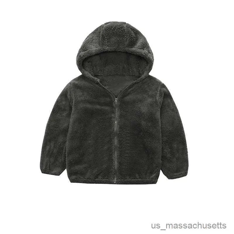 Jassen 5-10 jaar Pluche jongensjas Herfst Winter Warm Meisjesjas Capuchon Rits Mode Bovenkleding Verjaardagscadeau Kinderkleding R230912