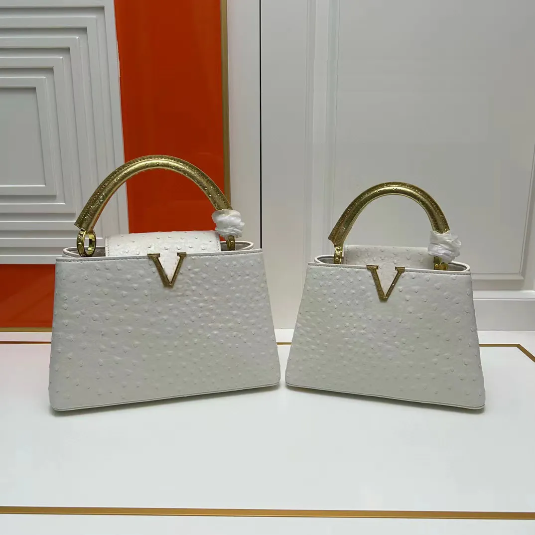 Sac fourre-tout pour femme, sac à main de styliste célèbre, sacs à bandoulière, sacs à main LousV, sacs à rabat, sac à main de luxe en cuir, poignée à motif d'autruche avec sangles