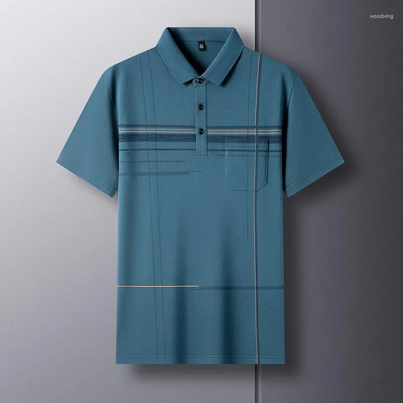 Polos masculinos de alta qualidade verão algodão clássico bolso legal lapela camisa polo negócios casual design de moda manga curta camiseta M-4XL