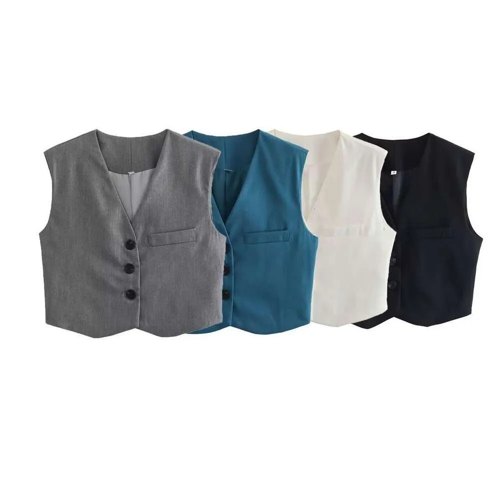 Titre de l'article Gilets pour femmes en gros vêtements de style d'été quatre couleurs couleur pure petit gilet