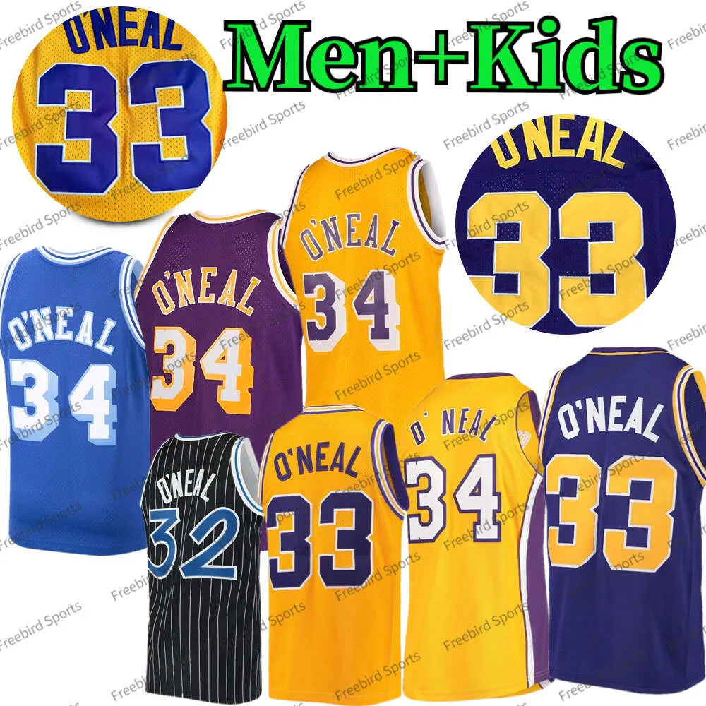 34 Shaquille Oneal 33 LSU Tigers College Basketball Jersey Mens Kids 32 Shaq Retro Vintage Yellow Purple Black Stitched Youth Boys Blowback Jerseys