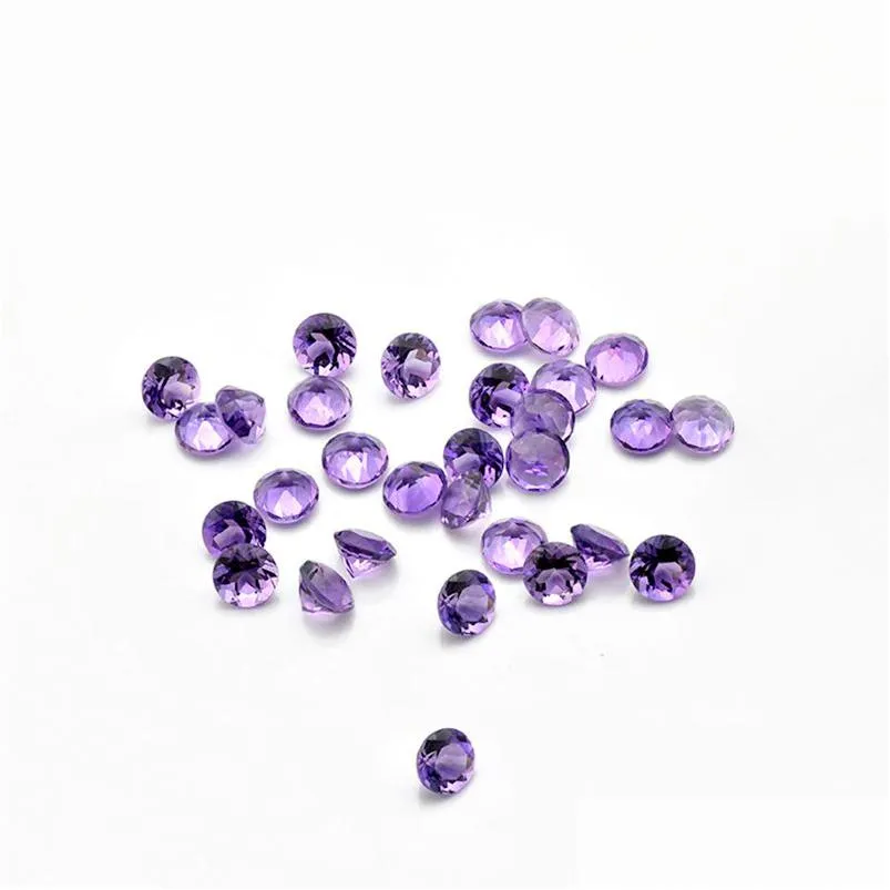 Lose Edelsteine, dunkelviolett, 50 Stück/Lot, 6–10 mm, rund, Brillantschliff, 100 % authentischer natürlicher Amethyst-Kristall, hochwertiger Edelstein St Dhgarden Dh6Ps