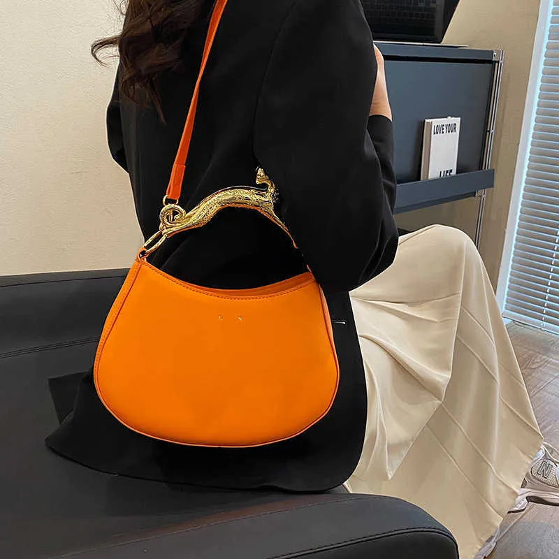 Lanv Borse a tracolla arancioni Borsa alla moda Borsa da donna New Trend Moon Borsa a tracolla di lusso popolare per il tempo libero