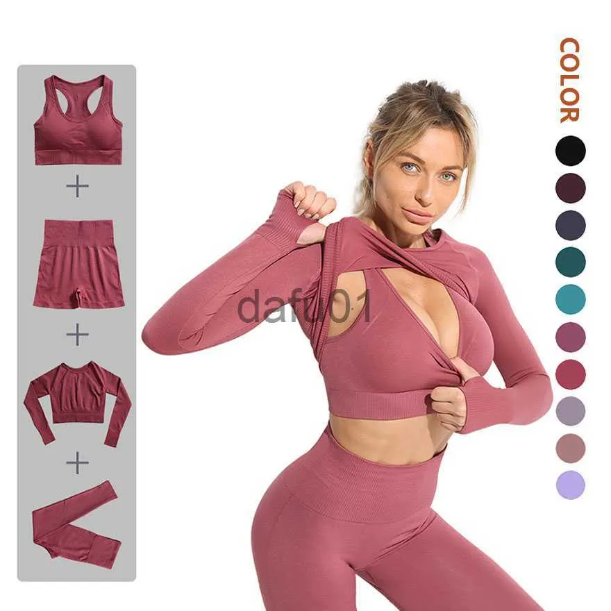Active Pants 2st Yoga Outfits Sports Sypa Seamless Legggins Sport Bh Crop Top Long Sleeve Yoga Pants Women Gym Clothing Ladies träning Clothoes Girl Workout Set a