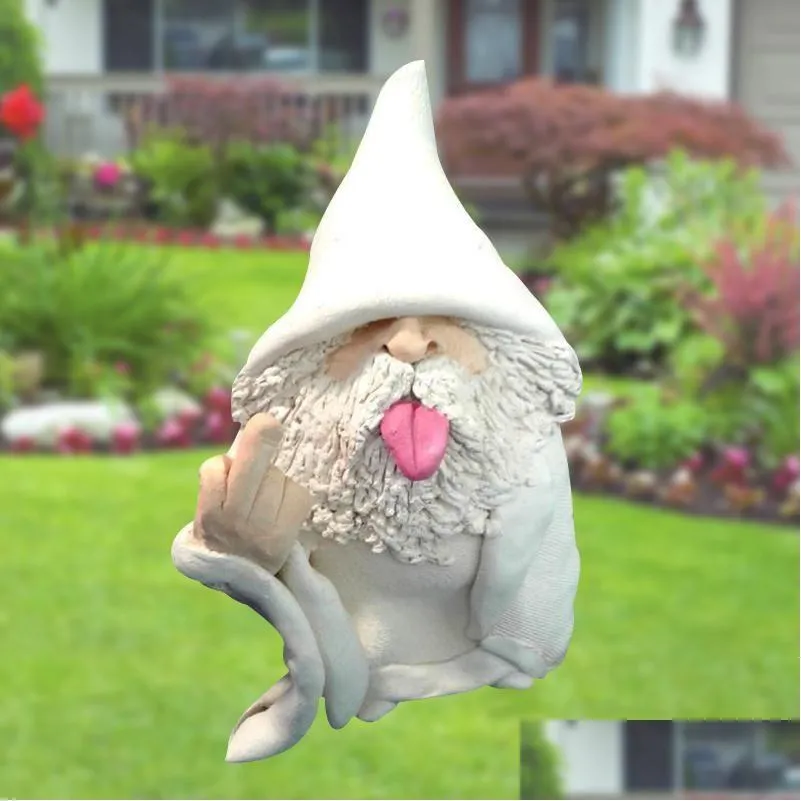 Trädgårdsdekorationer röker trollkarl stor tunga gnome stygg för gräsmatta ornament inomhus eller utomhus E2S Drop Delivery Home Patio DHJ8V