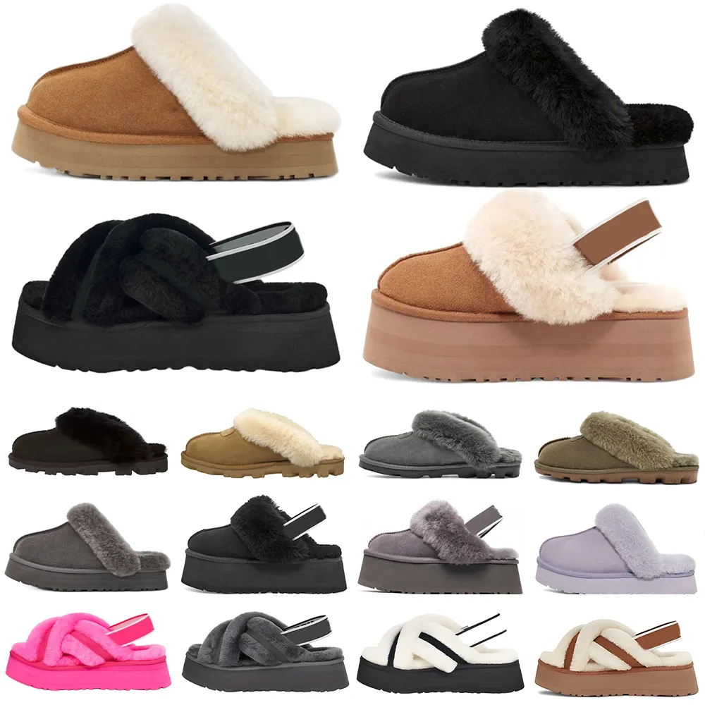 Women Coquette Platform Slippers Disquette Slipper Classic Ultra Mini slipper Boot Tasman Tazz Fur Slides Sheepskin Suede Upper designer Sandal Mules 35-44