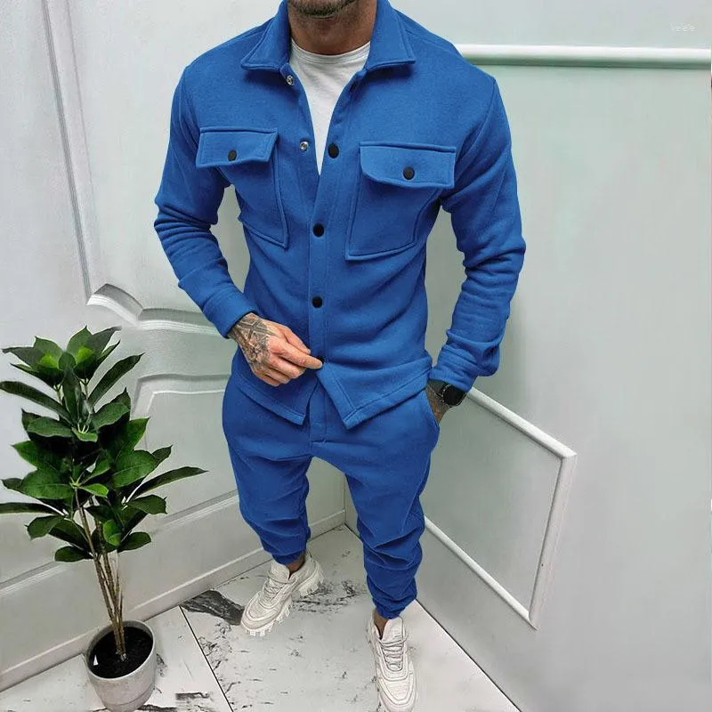 Suede Tracksuits for Men: Casual 2-Piece Sets with Jacket Pants