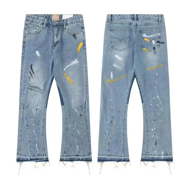 Designer Jeans viola per uomo Moda Uomo Designer Splicing Jeans Pantaloni denim strappati Pantaloni hip-hop di lusso per uomo donna Jeans neri Galleryes Dept 472