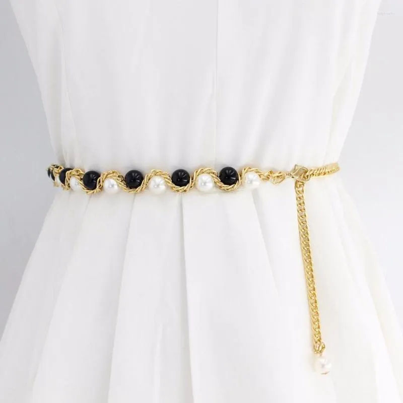 Belts Sweet Simple Exquisite Female Lobster Clasp Alloy Pearl Waist Belt Chain Accessories Waistband