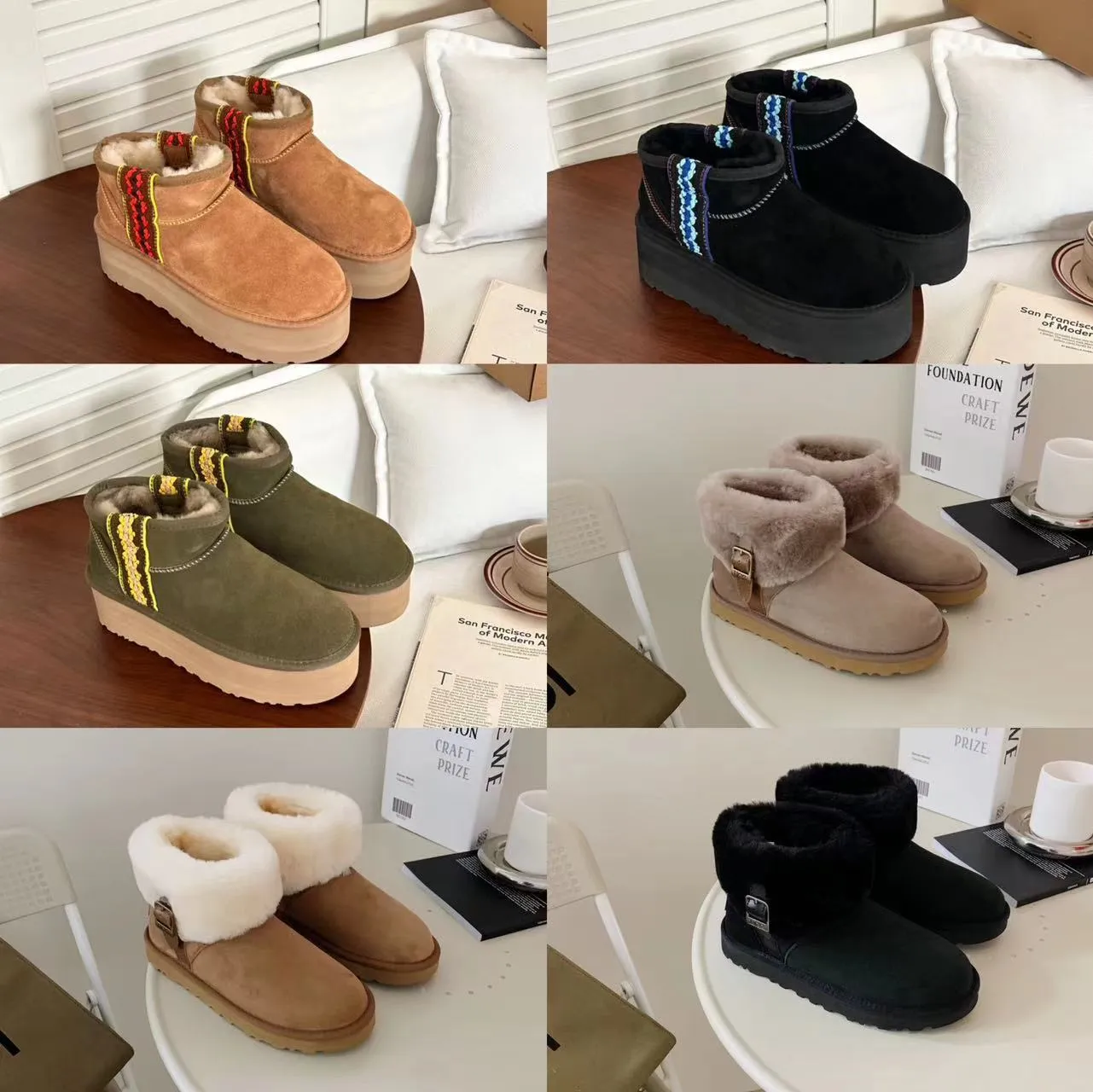 Designer Austrália Tazz Mulheres Neve Plataforma Quente Australiana Bota Interior Chinelo Casa Inverno Preguiçoso Botas De Pele Sapatos