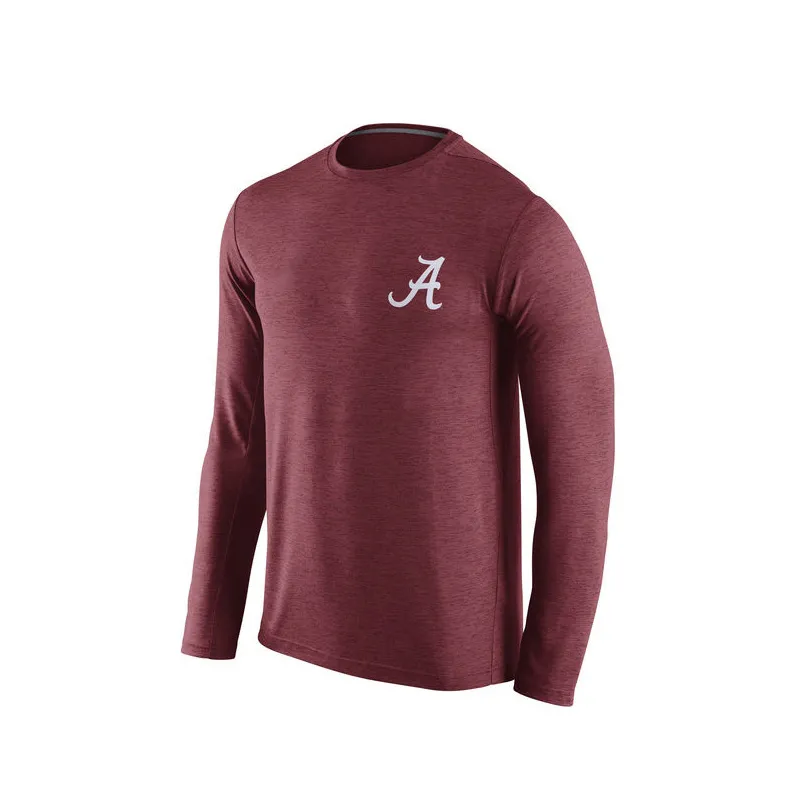 T-shirt personnalisé Alabama Crimson Tide personnaliser hommes collège gris maillots rouges col rond manches longues t-shirt taille adulte lettres imprimées