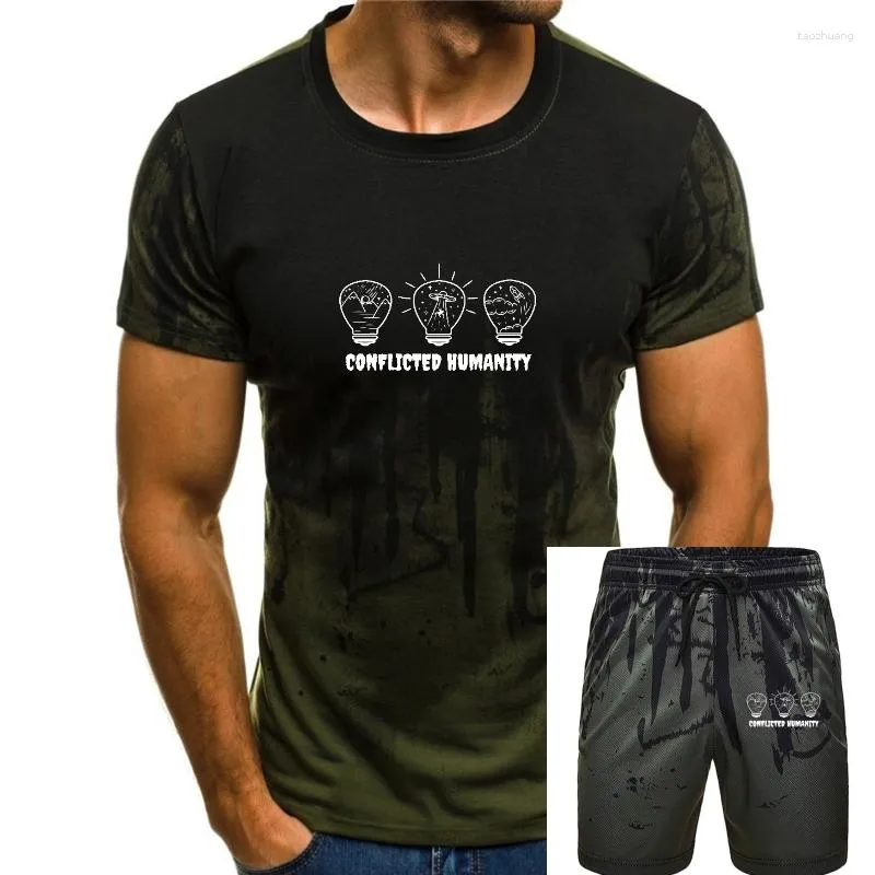 Herren T-Shirts Extraterrestrial Globes Neuheit 2023 Männer T-shirt Conflicted Humanity UFO Alien Cartoon Schwarz Weißes Hemd Slim Fit Kleidung