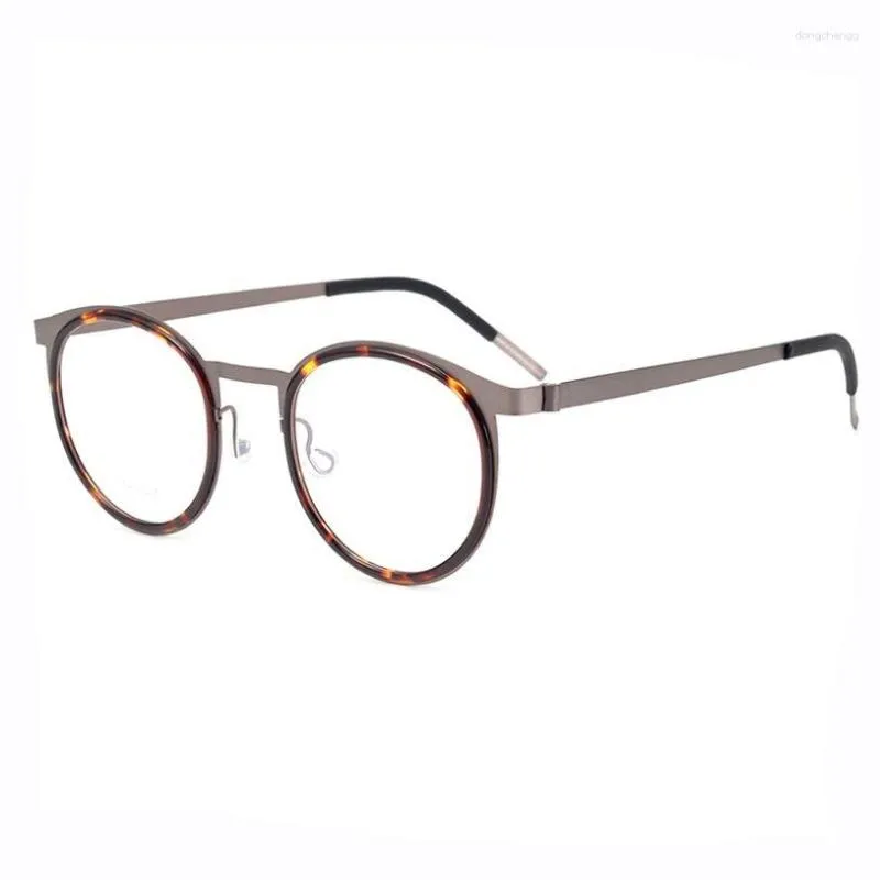 Güneş Gözlüğü Çerçeveleri 2023 Danimarka Marka Tasarımcı Gözlükleri Erkek Kadınlar Vintage Yuvarlak Titanyum Vidasız Gösteri Miyopya Gözlük Optikleri 9704
