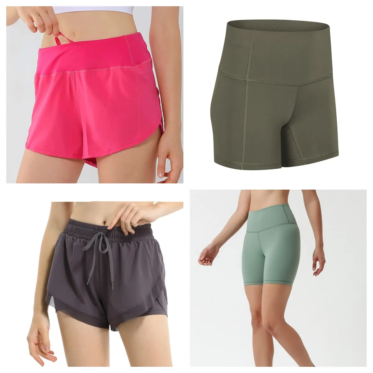 Sportliche Shorts für Damen, schnell trocknend, für Workout, Sport, aktive Laufbahn, Shorts mit Gummizug und Reißverschlusstaschen
